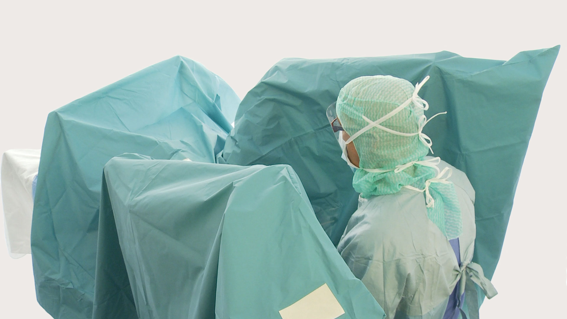 a BARRIER urology drape in use during an operation